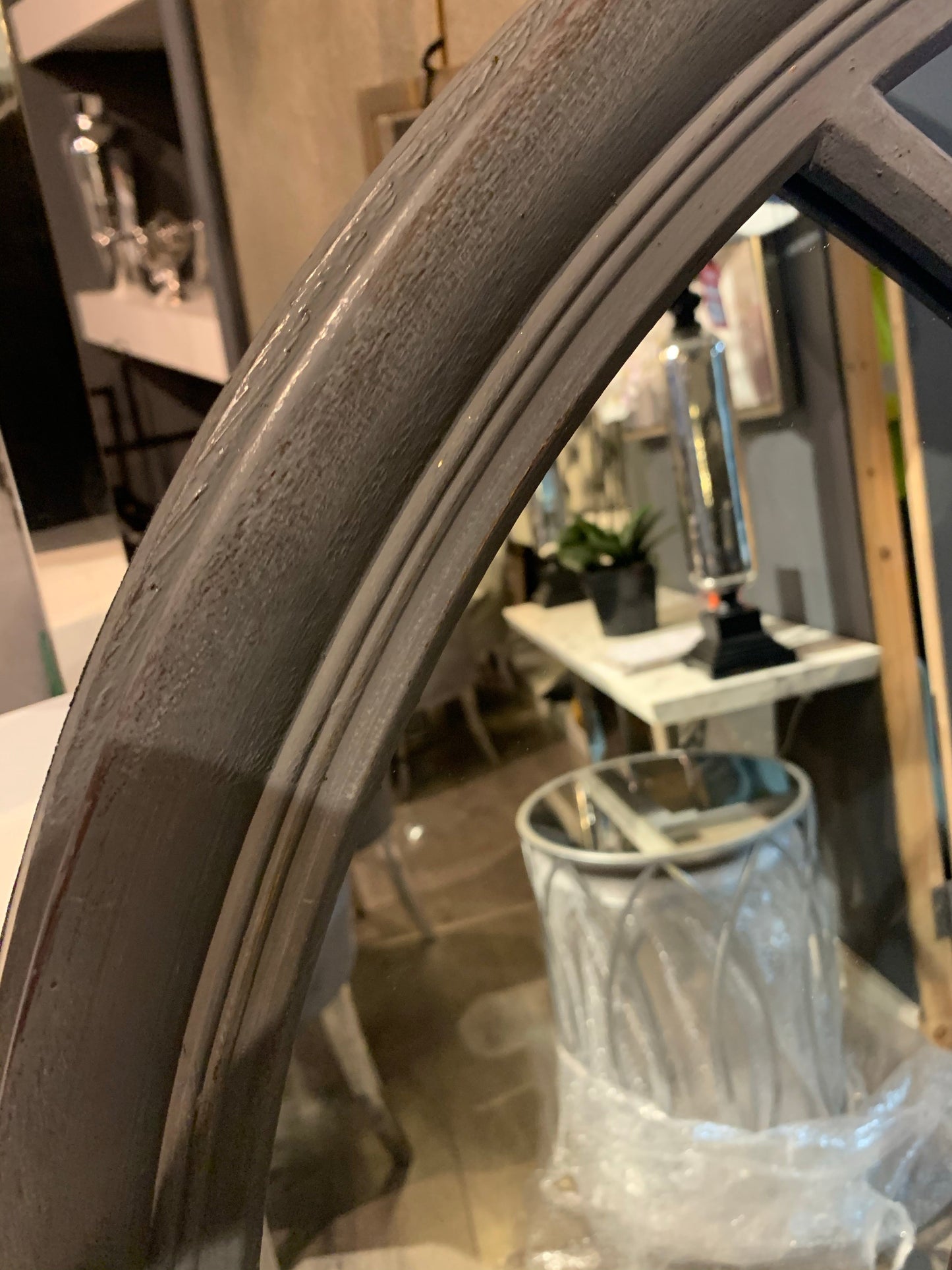 Charcoal Window Mirror with distressed finish !