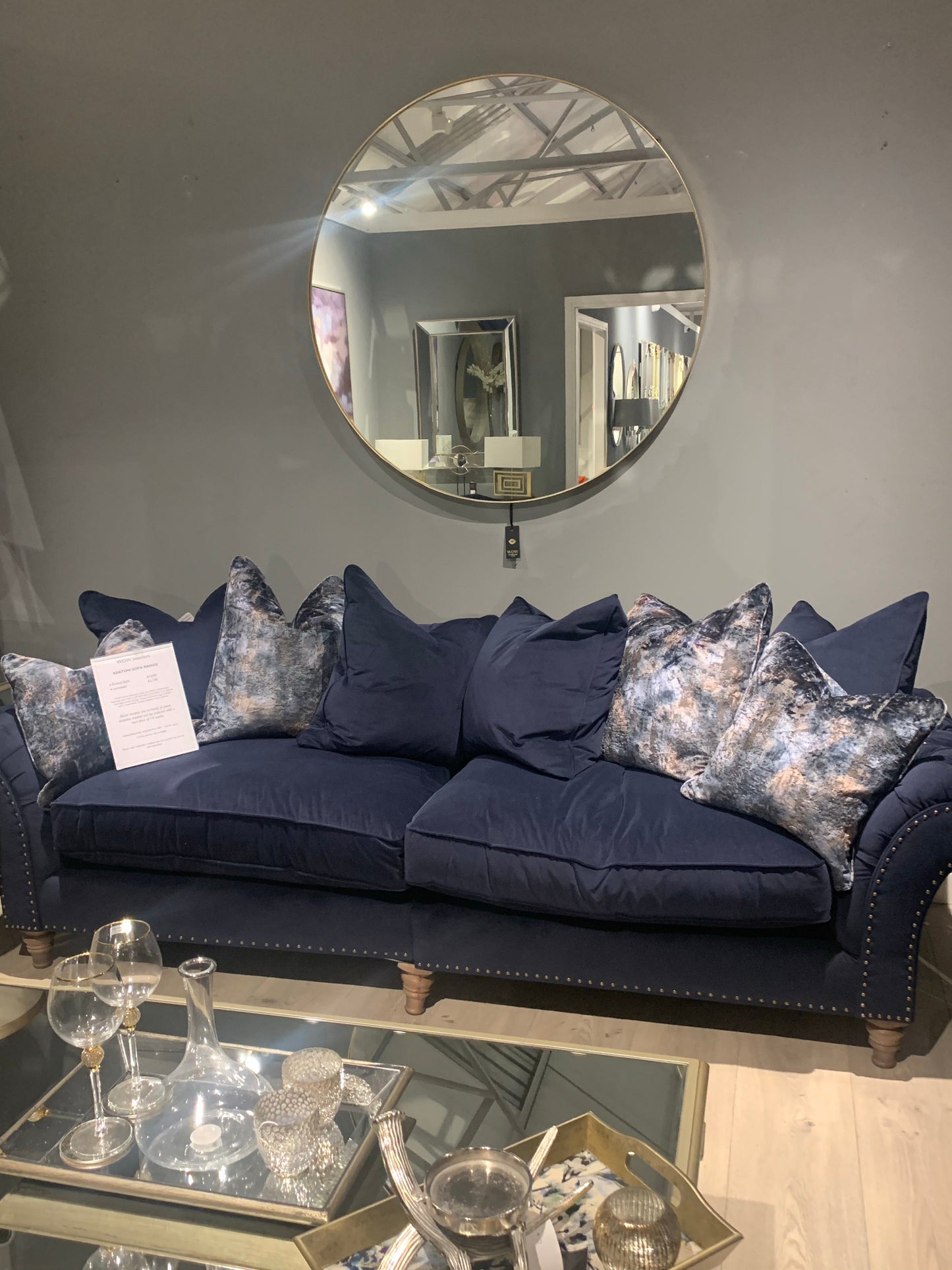 Arlene Round Mirror with GOLD 90cm. Seconds quality collect Instore only