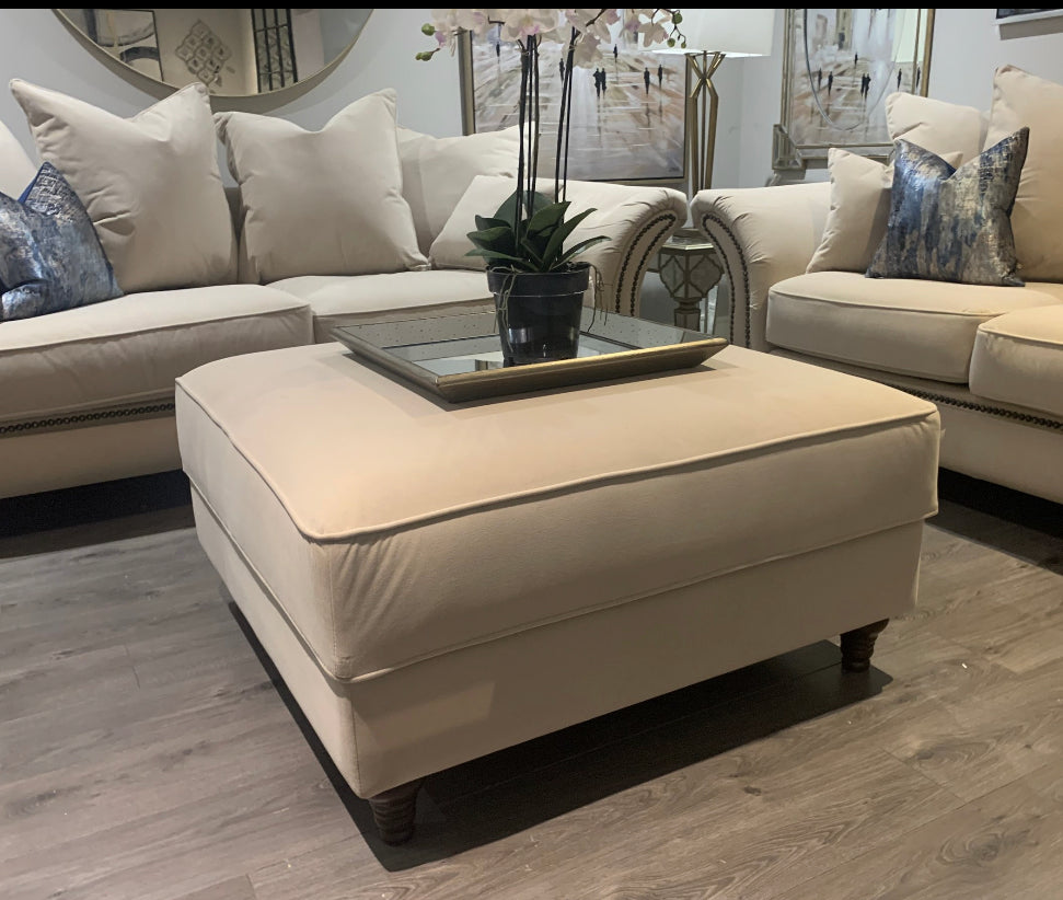 Bellini large footstool less than half price with spill resistant velvet fabric collection only