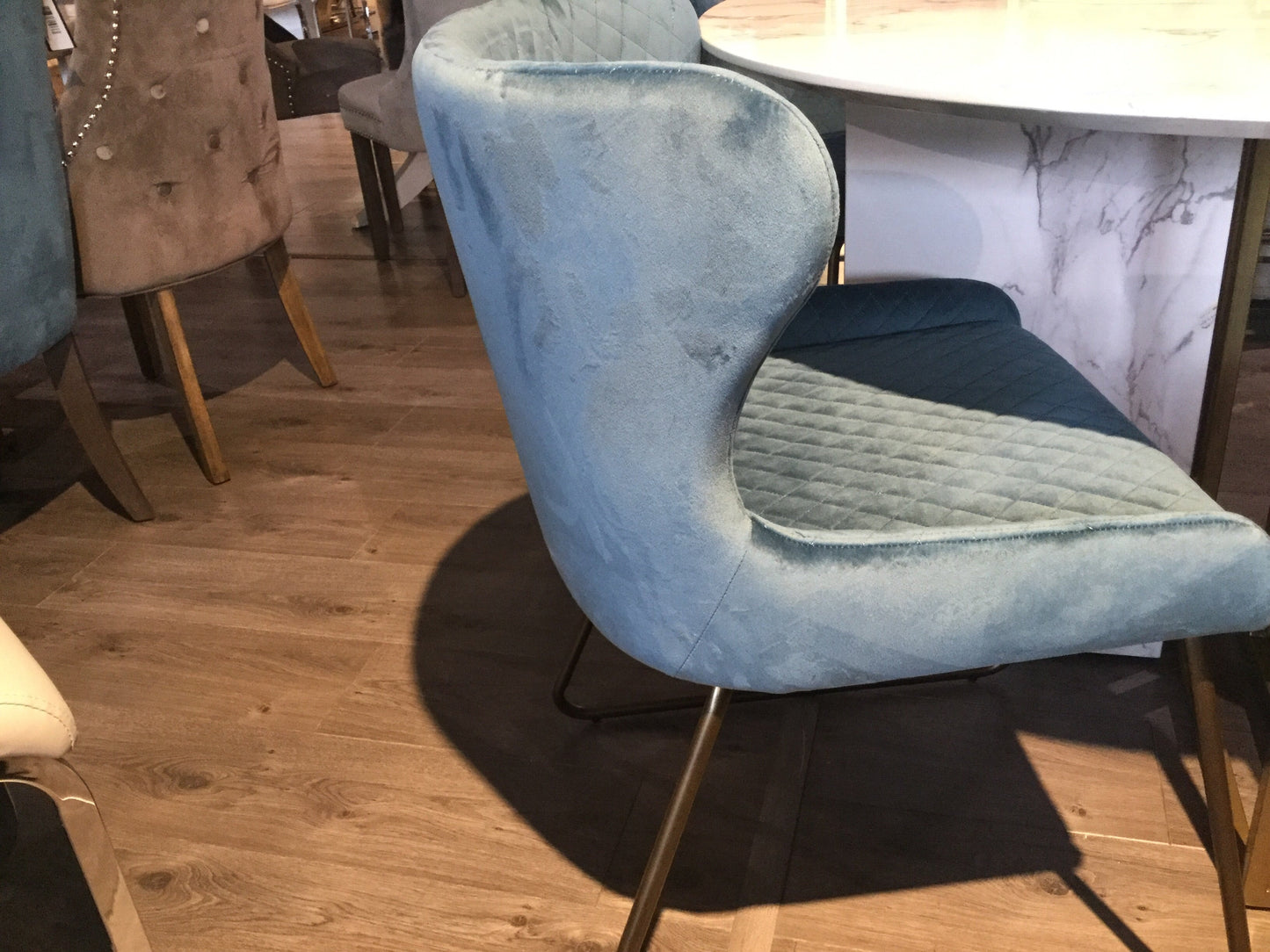 Carla dining chair in grey by signature Last one clearance for collection