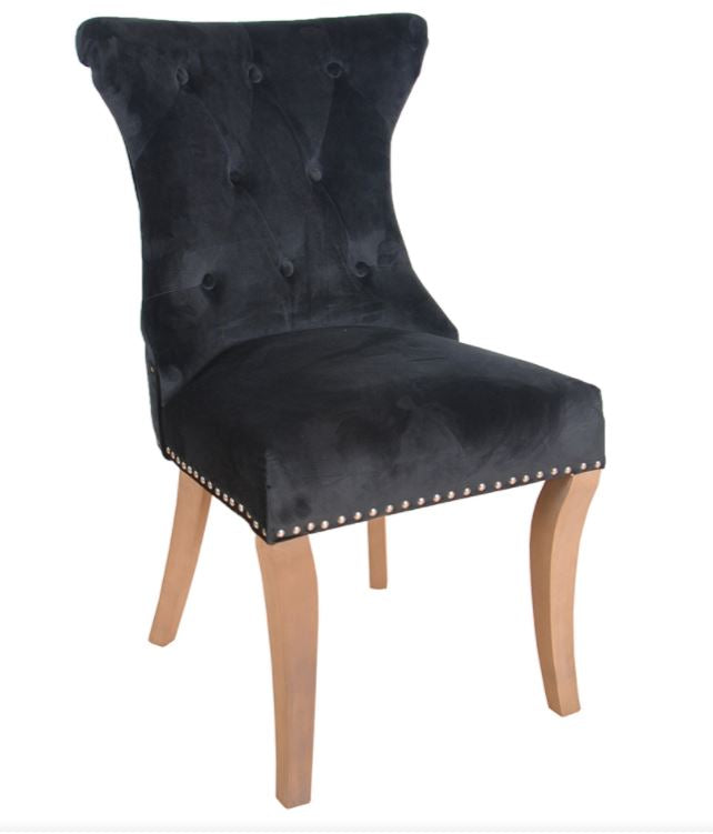 Studio 54 Rocha dining chair black velvet with knocker,collection only, set of 3 for €270 was 800