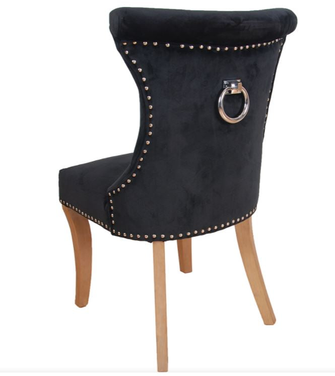 Studio 54 Rocha dining chair black velvet with knocker,collection only, set of 3 for €270 was 800
