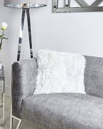 Value. filled Glittered Shaggy Cushion White