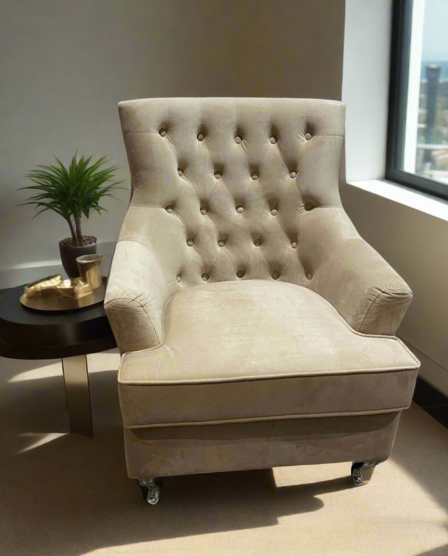 Clinton Hill luxury armchair in mink REDUCED to clear 1 only instore purchase