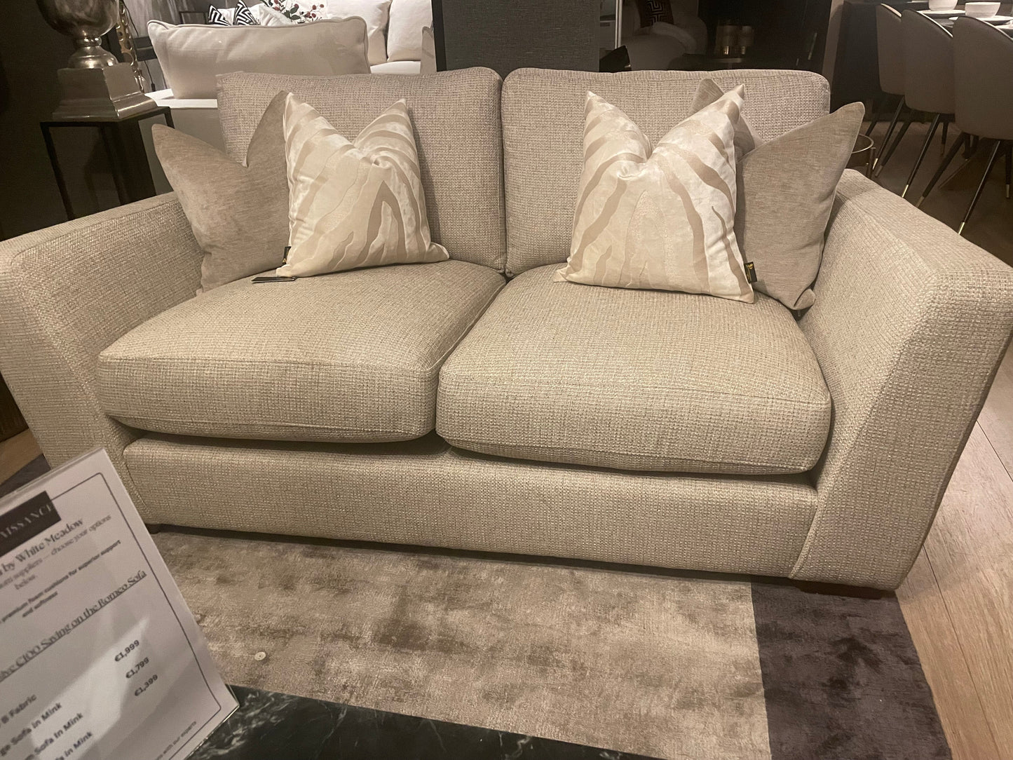 Romeo bespoke sofa collection with free scatters custom stock clearance on display
