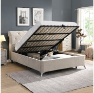 Shelby gas life Ottoman bed in cream taupe colour