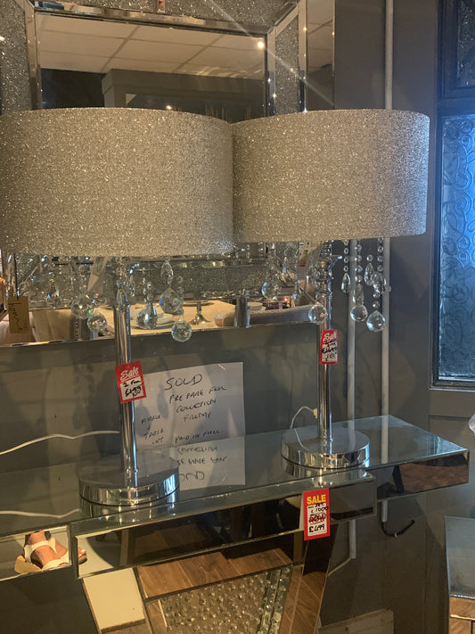 Versailles Table Lamps 577   with crushed diamond glitter shade   Set of 2 CLEARANCE for click n collection only pay instore