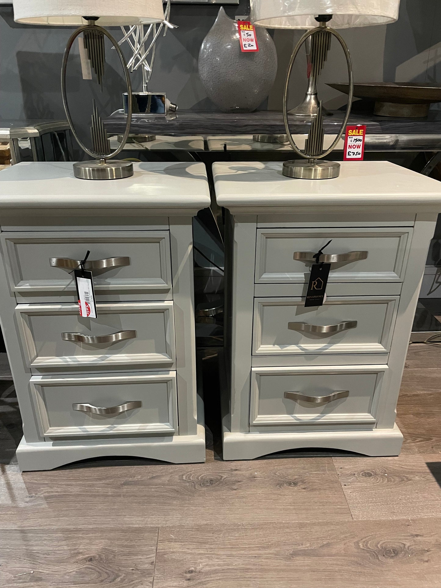 Tundra 3 drawer bedside cabinet in clay grey colour  collect  priced each