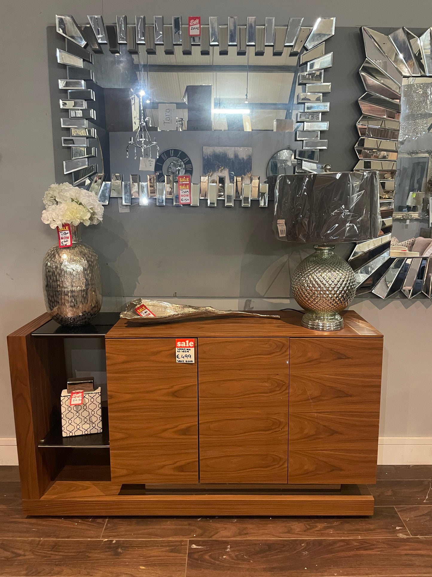 Serafina sideboard walnut Ex display as seen . Instore purchase only. Great storage option