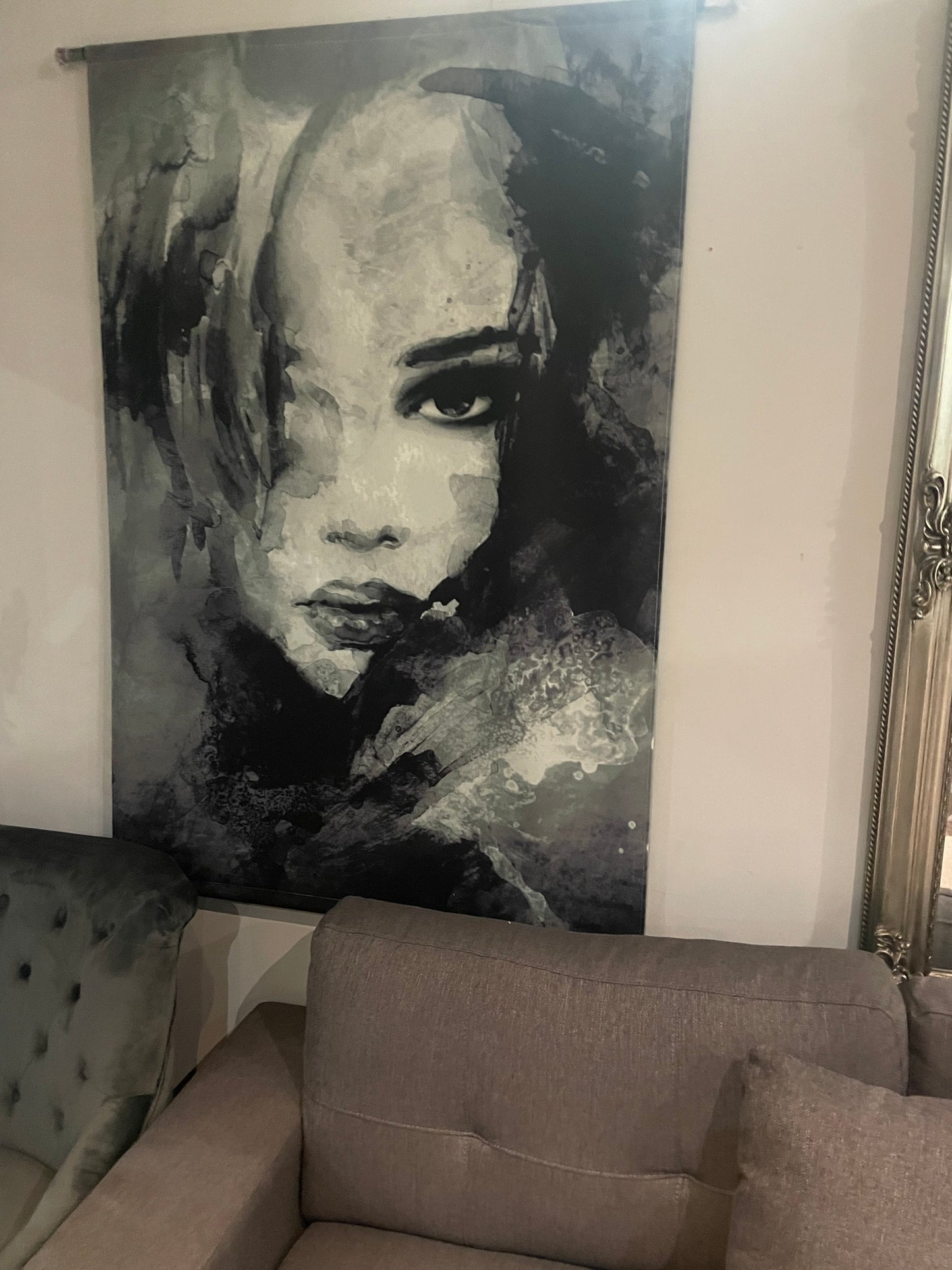 Sketched female hanging canvas reduced