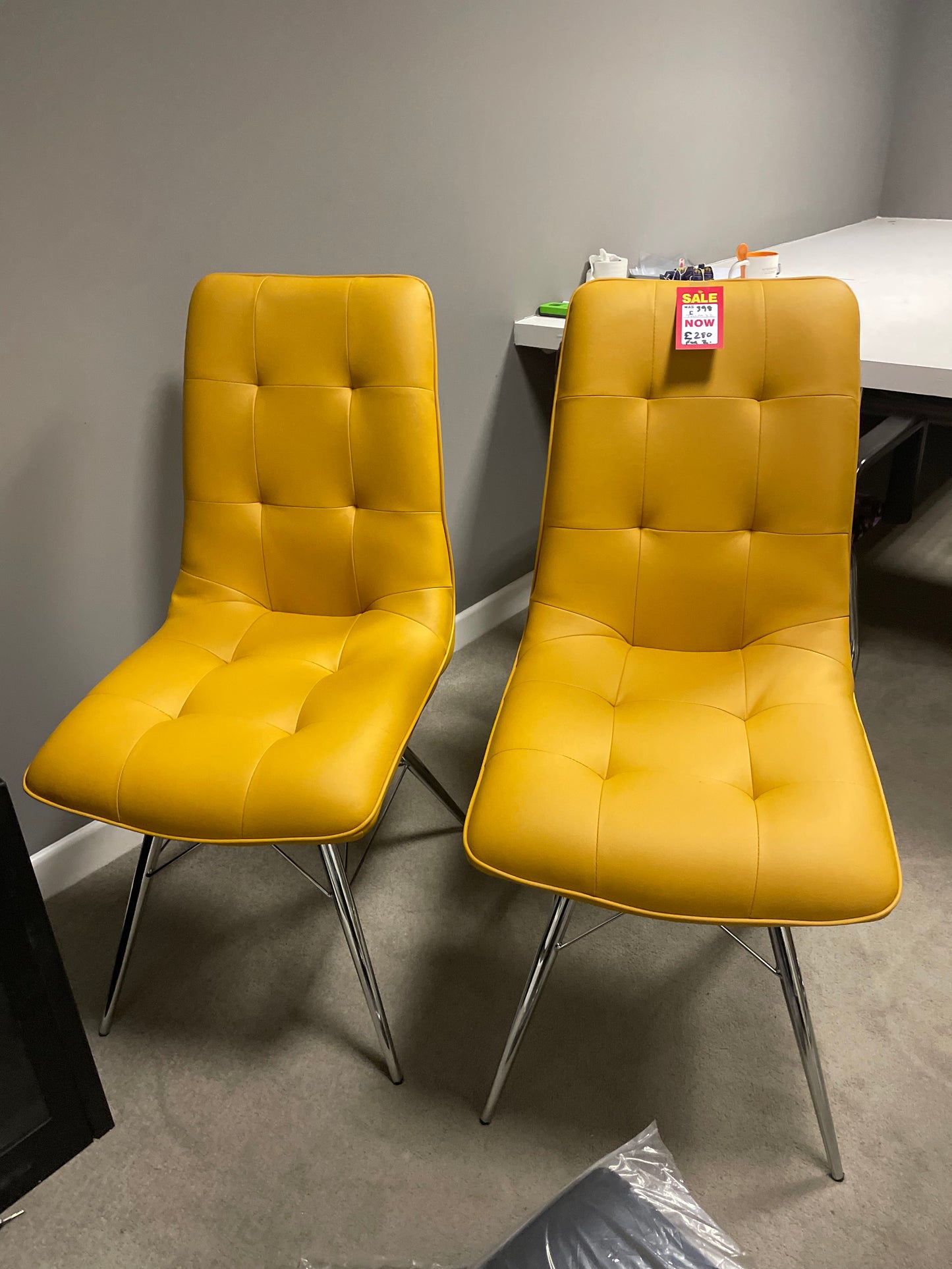 Tampa set of  4 contemporary ochre dining chairs  for collection purchase Instore only