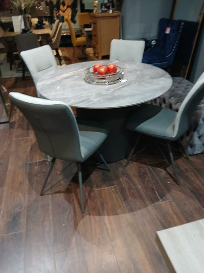 AMALFI  Fabric & PU  dining chair with dark metal legs Special Purchase available in sets only