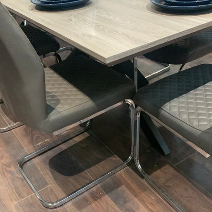 Capri dining  set of 6 chairs  faux leather quilted seat reduced for collection slight colour variation
