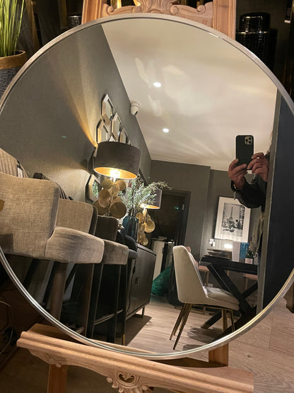 Bergen slim frame  round mirror d80 cm CLEARANCE OFFERS Collect  silver half price 89.95