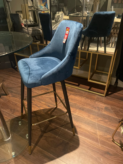 Avanza Fargo Bar Stools  with gold caps .Navy or grey almost half price pop instore to purchase  in outlet store. No exchange