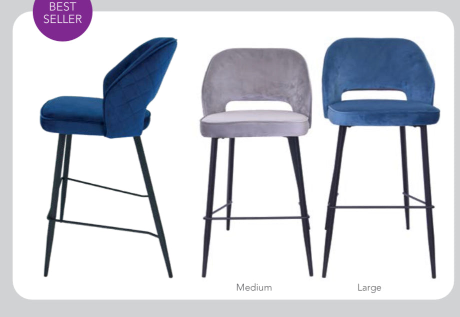 Sachs Bar  or counter Stools  navy  or mustard velvet for click  n  collect only