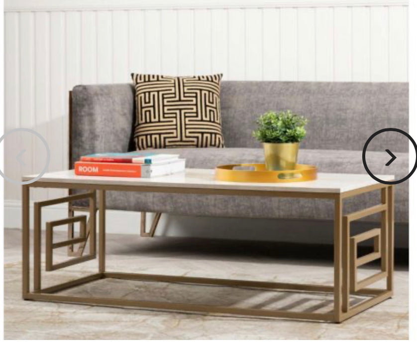 Dillon sofa table in gold and cream online or in store