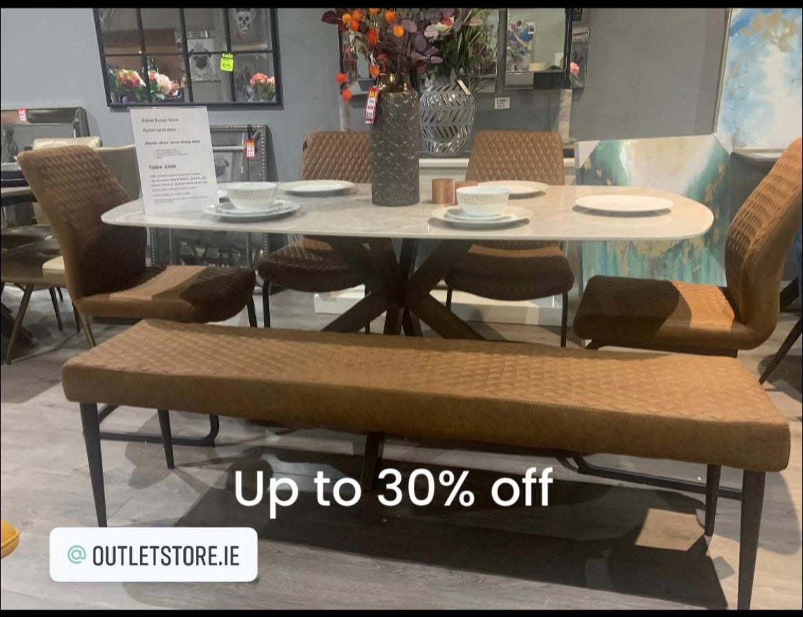 Charlie contemporary faux leather dining  bench and chairs   reduced for instore purchase only