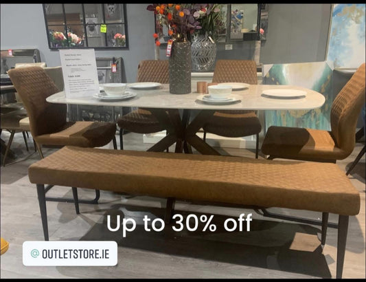 Charlie contemporary faux leather dining  bench and chairs   reduced for instore purchase only