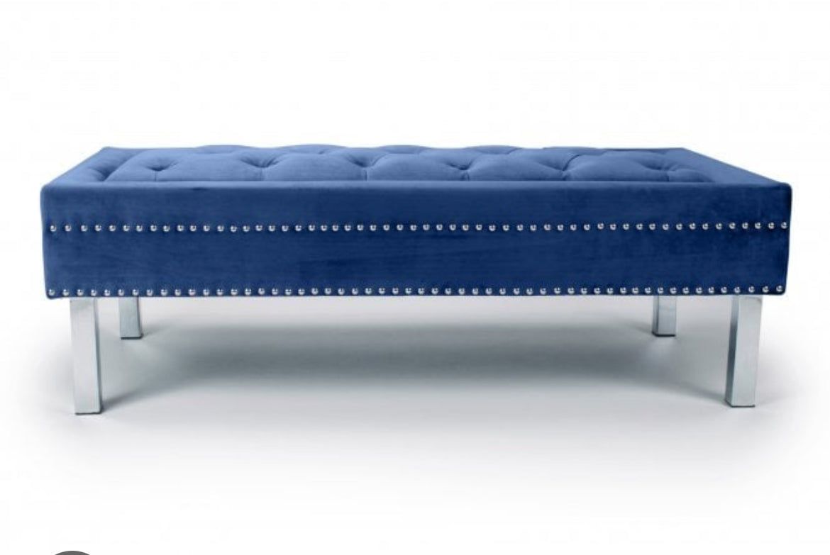 Dorchester Ottoman footstool in plush navy half price Instore purchase