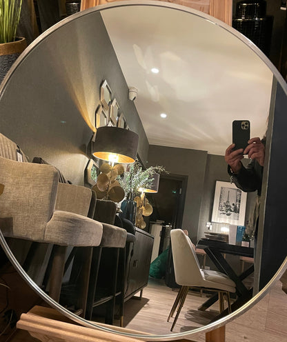 Bergen slim frame  round mirror d80 cm CLEARANCE OFFERS Collect  silver half price 89.95