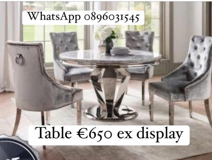 Arturo  round marble pattern  table ex display  with chrome base. SALE