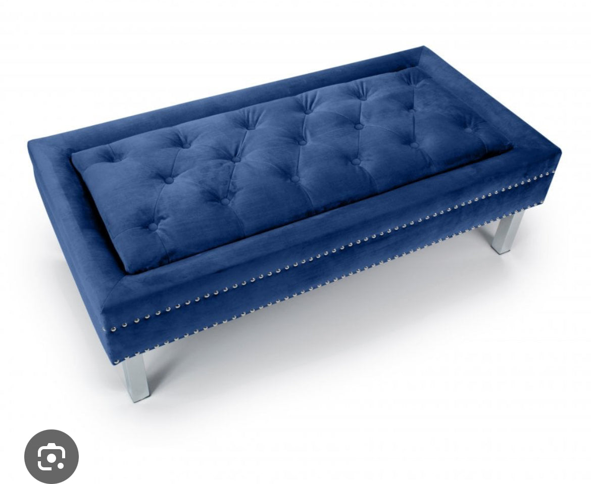 Dorchester Ottoman footstool in plush navy half price Instore purchase