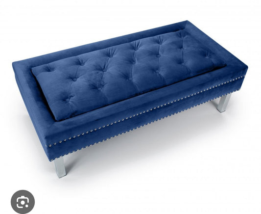 Dorchester Ottoman footstool in plush navy half price Instore purchase