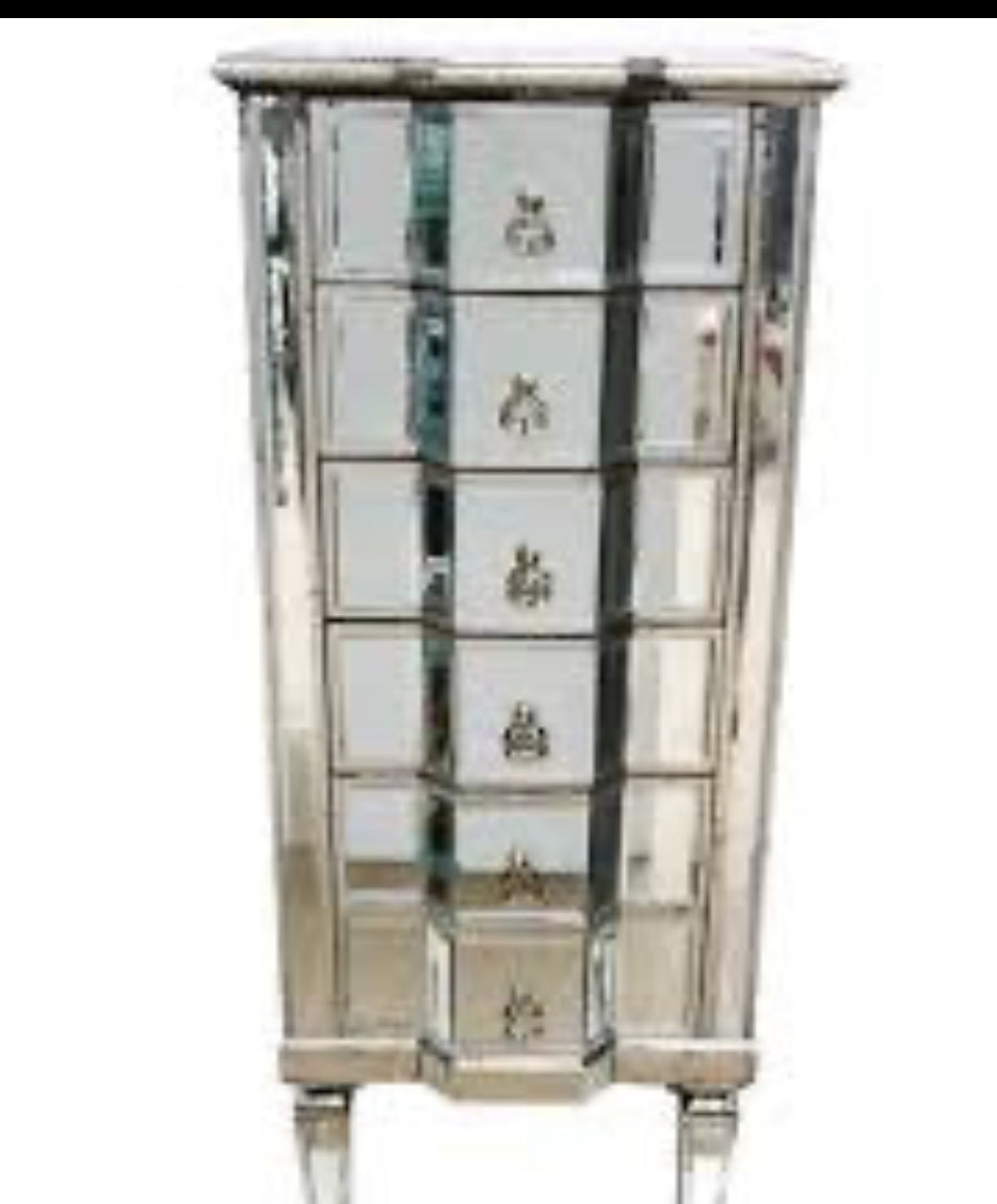 Ava Venetian mirrored  tallboy  chest 6 drawer one only ! Purchase in the store only