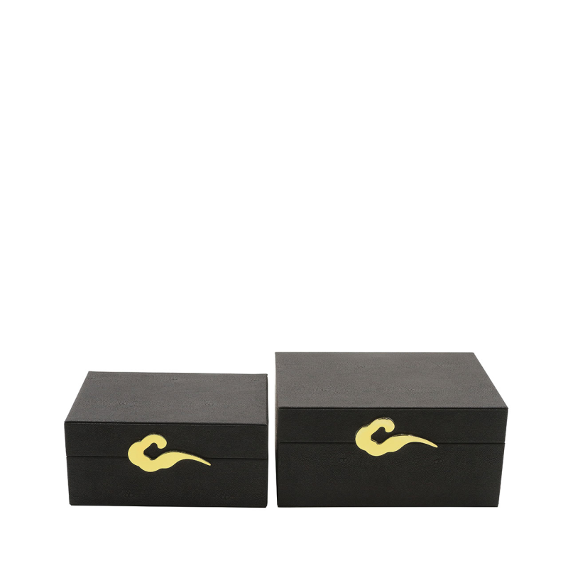 Value Set of 2 black Faux Leather Jewellery Boxes