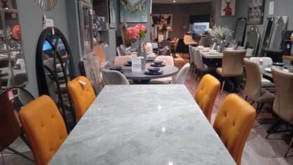 Regal marble effect dining table from €169.95! choice of colours/Size 130 cm or 160 cm . Options also with 4 chairs or 2 plus bench. Pay Instore only