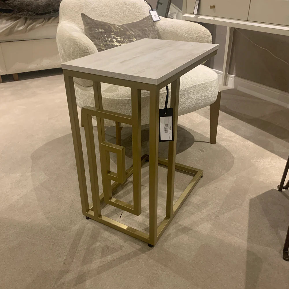 Dillon sofa table in gold and cream online or in store