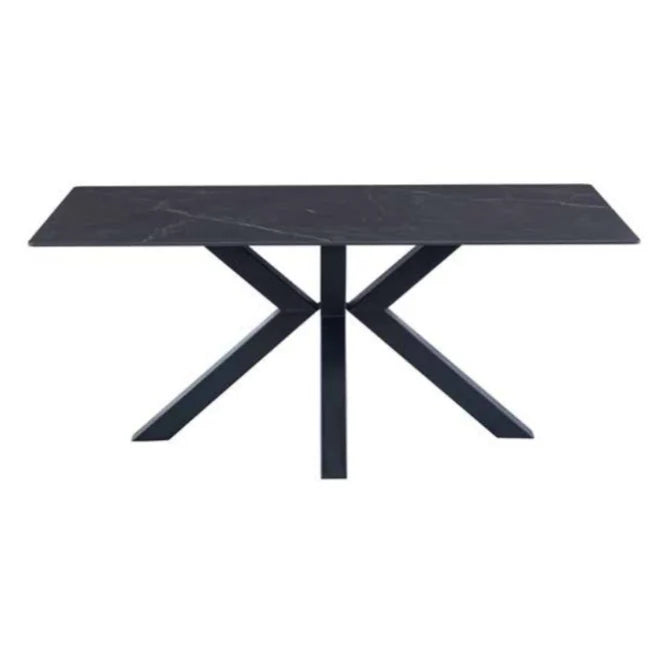 Corballis 1.8 black table sinterex stone top with black spider leg