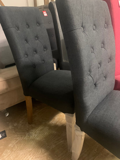 Salta set of 2 charcoal grey buttoned Dining Chair half price on clearance for collection only