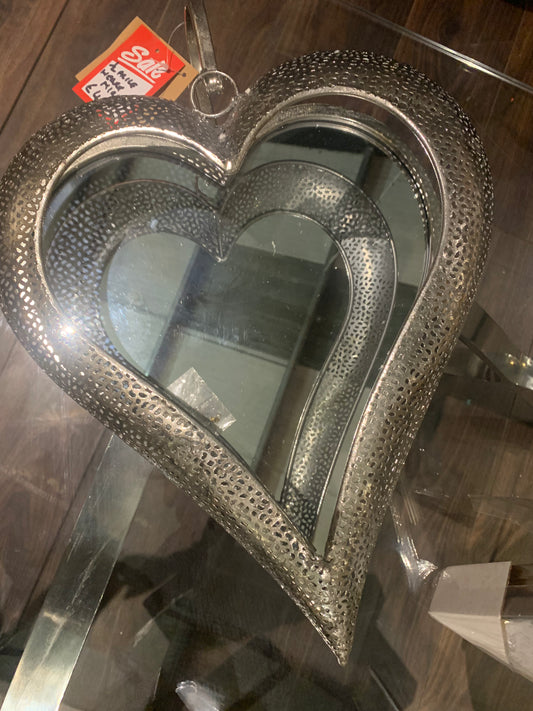 Silver  mirrored Heart wall hanging  large x1 collection only
