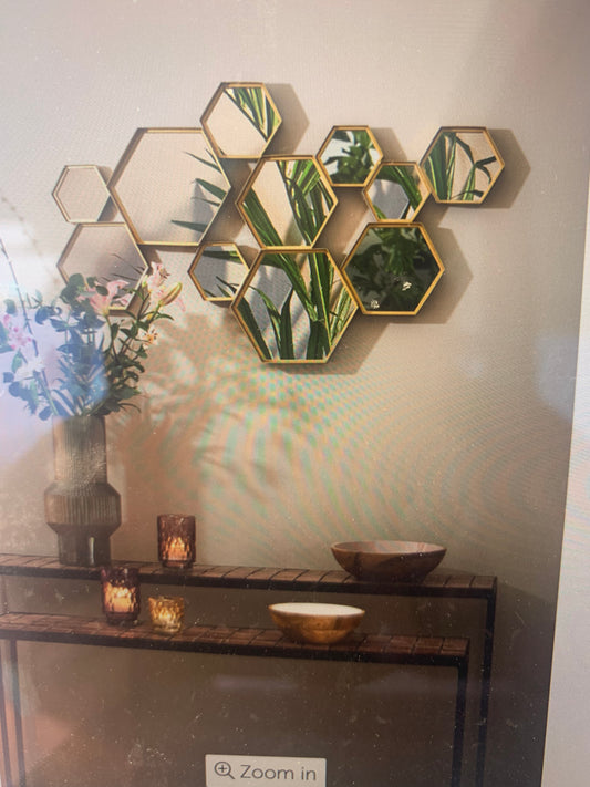 Metal framed  abstract contemporary mirror click n collect pay instore only