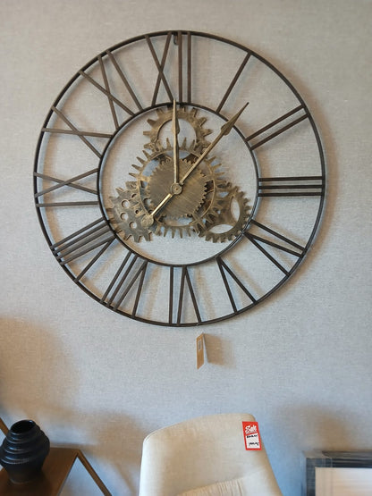 Rimini large 90cm  black clock with gear profile . for collection no exchange pay Instore