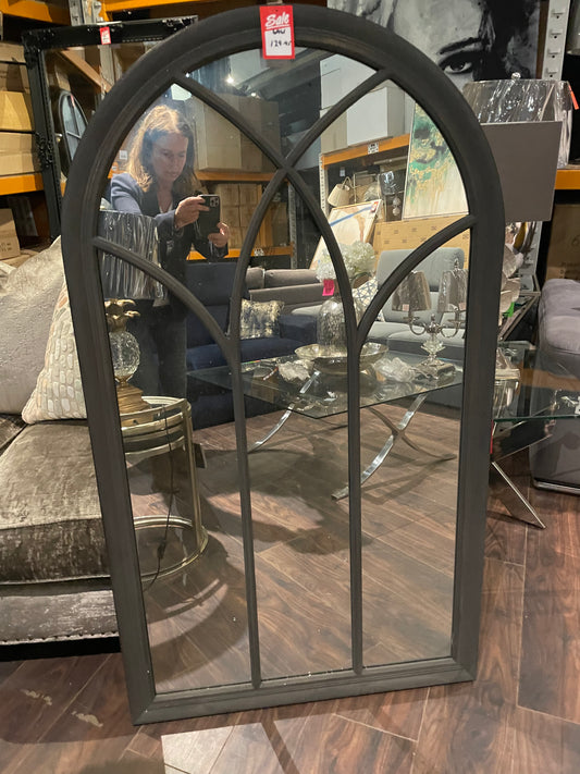 Wooden XL charcoal Arch  Window mirror last one ! Reduced to purchase Instore