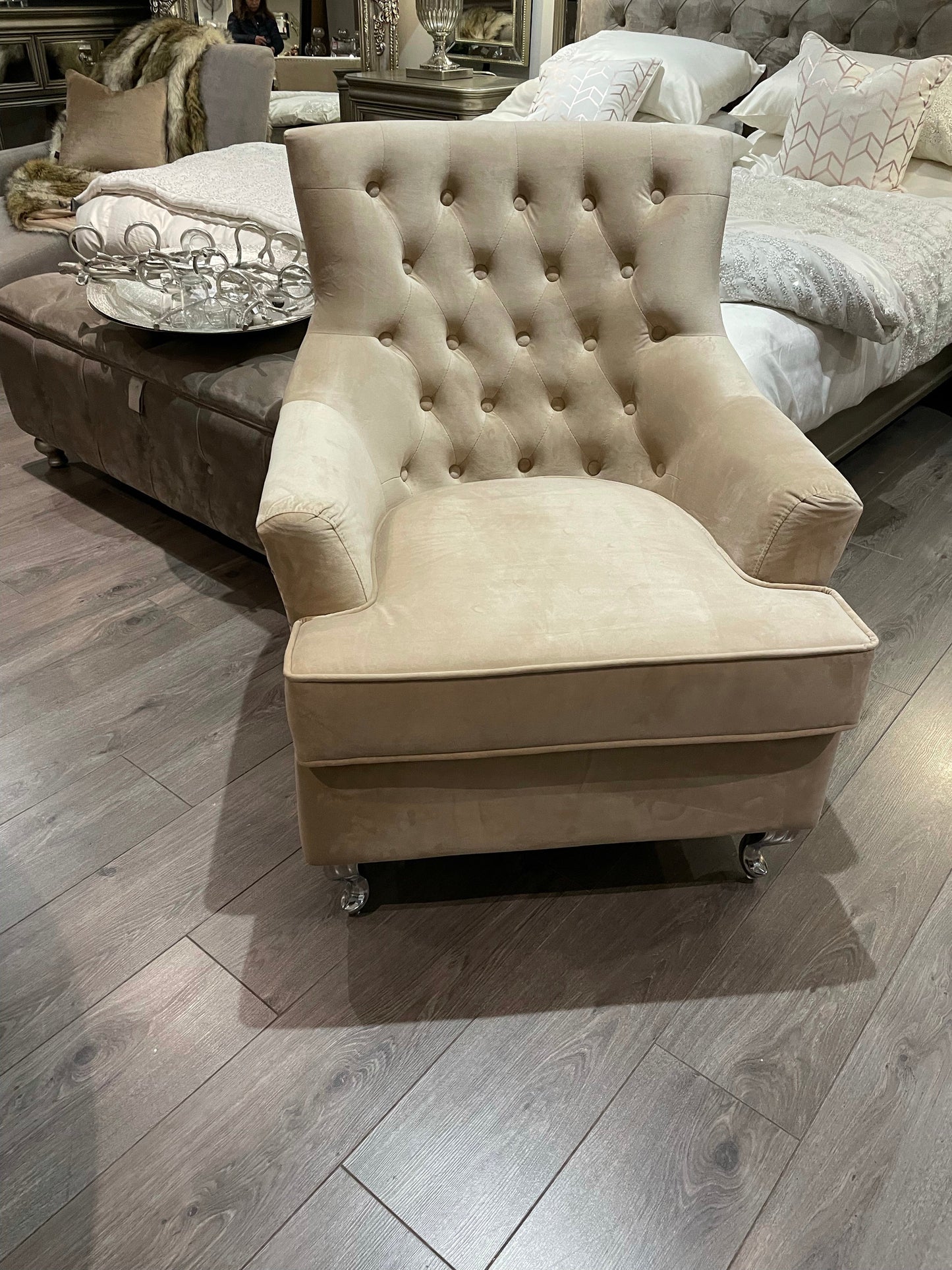 Clinton Hill luxury armchair in mink REDUCED to clear 1 only instore purchase