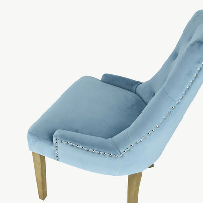 Sandy  velvet dining chairs x 2 Click n collect  light blue or mustard now less than half price