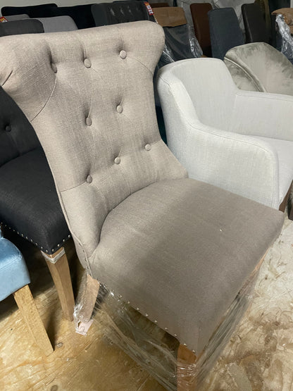 Rocha dining  accent chair  beige linen with knocker  last one click n collect