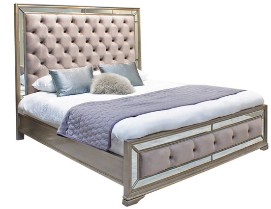 Jessie Bed in Taupe Velvet-Renaissance Design Studio