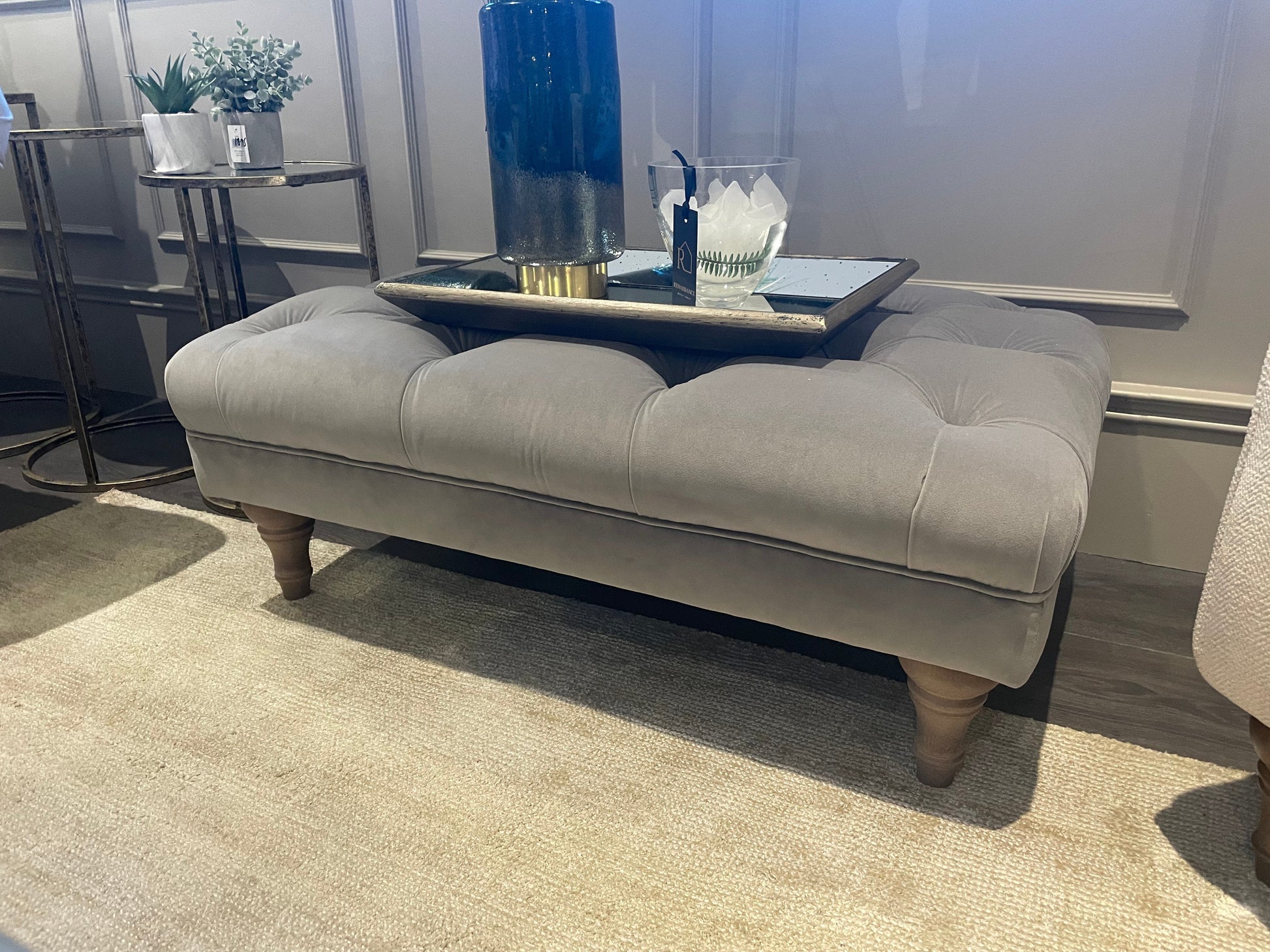 Byron Classic buttoned Ottoman footstool by Westbridge reduced stock disposal-Ottomans-Renaissance Design Studio