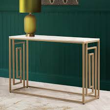 Dillon console table  in gold and cream marble look. Flash Sale