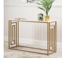 Dillon console table in gold and cream