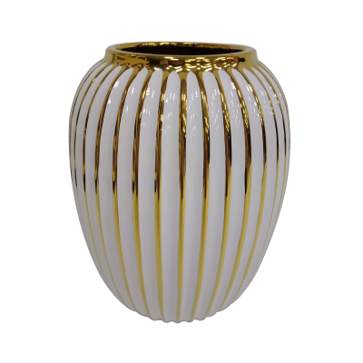 Keaton Vase white and gold/ 3 sizes /Flowers extra-Renaissance Design Studio