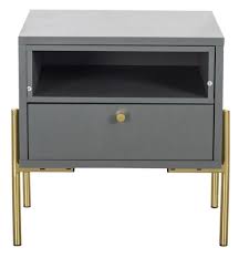 Madrid bedside cabinets in grey w gold legs