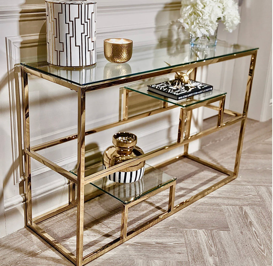 Sahara Harry Gold console table 140cm. REDUCED-Renaissance Design Studio