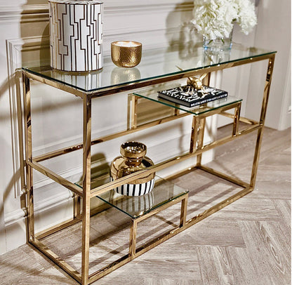Sahara Harry Gold console table 140cm. REDUCED-Renaissance Design Studio