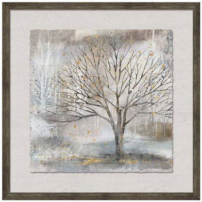FRAMED PICTURE TREES WITH GOLD LEAF  50X50CM Instore purchase